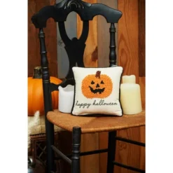 C&F Home 8" X 8" Pumpkin Jack-O-Lantern French Knot Halloween Throw Pillow -Halloween Decoration Store GUEST 08a36257 817f 4788 a71f 3261975bee03