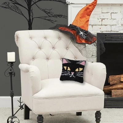 C&F Home 8" X 8" Spooky Cat Face Hooked Petite Halloween Throw Pillow 6 C&F Home 8" X 8" Spooky Cat Face Hooked Petite Halloween Throw Pillow - Image 4