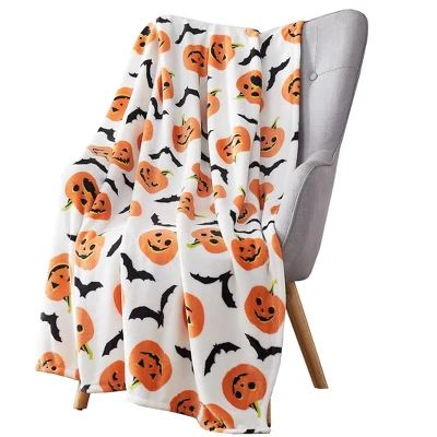 Kate Aurora Halloween Pumpkins Bats Rustic Orange & White Ultra Soft & Plush Throw Blankets 3 Kate Aurora Halloween Pumpkins Bats Rustic Orange & White Ultra Soft & Plush Throw Blankets