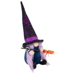 Northlight 14" Black And Purple Witch Gnome With Broom Indoor Halloween Figure -Halloween Decoration Store GUEST 1dc88b60 4f71 447f 9085 2f9010cbd6ec