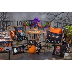 11.5"x18.5" Indoor Halloween Boo Friends Black Rectangular Throw Pillow - Pillow Perfect -Halloween Decoration Store GUEST 28b28dd4 55d5 448d 9de7 e386cdcb3462
