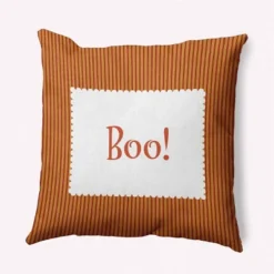 16"x16" Halloween Boo Ticking Square Throw Pillow - E By Design -Halloween Decoration Store GUEST 2ad93320 79e6 4ff4 a7d4 0f1be8172c76