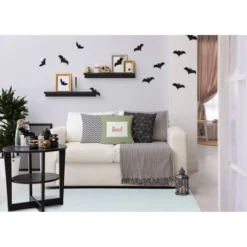 16"x16" Halloween Boo Ticking Square Throw Pillow - E By Design -Halloween Decoration Store GUEST 36de7bc1 02ff 4c4a 8d9e 1ccafe95918e