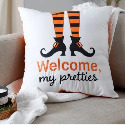 20"x20" Oversize Welcome Pretties Halloween Square Throw Pillow White - Lush Décor 5 20"x20" Oversize Welcome Pretties Halloween Square Throw Pillow White - Lush Décor - Image 3