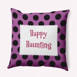 16"x16" Halloween 'Happy Haunting' Dots Square Throw Pillow - E By Design -Halloween Decoration Store GUEST 4c286c39 feb5 4ed6 8b06 b250abfb2408