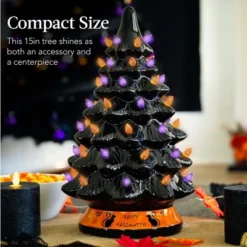 Best Choice Products 15in Pre-Lit Ceramic Tabletop Halloween Tree, Holiday Decoration W/ Orange & Purple Bulb Lights -Halloween Decoration Store GUEST 566424ef 3358 4175 bd1a 755966e836df