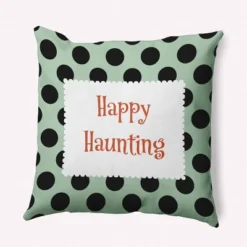 16"x16" Halloween 'Happy Haunting' Dots Square Throw Pillow - E By Design -Halloween Decoration Store GUEST 56fd5717 bafb 4b97 a6fa 116f8d60ce47
