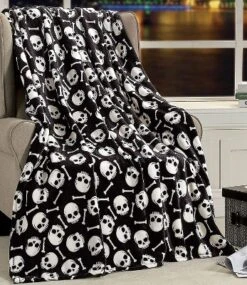 Kate Aurora Ultra Soft & Cozy Halloween Spooky Skulls Ultra Plush Throw - 50 In. W X 60 In. L