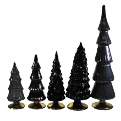 Christmas 17.0" Black Gray Glass Hued Trees S/5 Decorate Halloween Mercury Cody Foster - Decorative Sculptures
