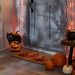 Falloween Small Orange Sheltered Porch Pumpkin Halloween Decorative Sculpture - Hyde & EEK! Boutique™