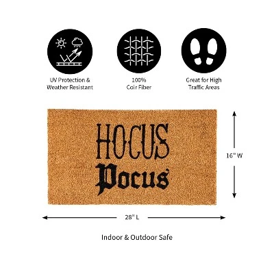 Evergreen 16 X 28 Halloween Greeting Coir Mat, Hocus Pocus For Indoor And Outdoor Decor 2 Evergreen 16 X 28 Halloween Greeting Coir Mat, Hocus Pocus For Indoor And Outdoor Decor