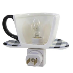 Halloween 3.75" Ghost Teacup Night Light Spooky Buffalo Plaid - Nightlights