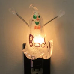 Roman Roman Halloween Ghost Night-Lite - One Nightlight 6.25 Inches - Spring Arms Boo! - 160182 - Plastic - Clear