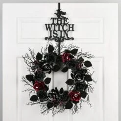 National Tree Company 18" Halloween “The Witch Is In" Wreath Hanger -Halloween Decoration Store GUEST 92684d8d e07f 406e 86fe 093f783962de