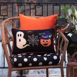 11.5"x18.5" Indoor Halloween Boo Friends Black Rectangular Throw Pillow - Pillow Perfect -Halloween Decoration Store GUEST 93b5a84d 7c9d 4e9e b574 70260c2d9820
