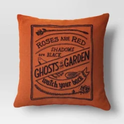 Embroidered Ghosts In The Garden Square Halloween Throw Pillow Orange - Threshold™ -Halloween Decoration Store GUEST 940441dc 54cb 444d 997a c7665744f61a