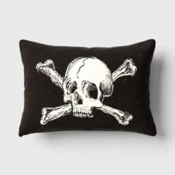 Oversize Skull And Crossbones Woven Cotton Lumbar Halloween Throw Pillow Black - Threshold™ -Halloween Decoration Store GUEST b45186ba 7db4 4537 829f d4aedfe091ea