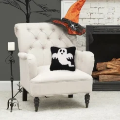 C&F Home 8" X 8" Spooky Ghost Hooked Petite Halloween Throw Pillow -Halloween Decoration Store GUEST b713d346 8ecf 4da2 8990 fb6aa1ce09ef