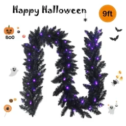 Costway 9ft Pre-lit Christmas Halloween Garland Black W/ 50 Purple LED Lights 13 Costway 9ft Pre-lit Christmas Halloween Garland Black W/ 50 Purple LED Lights -Halloween Decoration Store GUEST ba032631 ea21 447a 8b06 2b7e197009e6