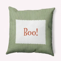 16"x16" Halloween Boo Ticking Square Throw Pillow - E By Design -Halloween Decoration Store GUEST bb705dfb 5f3a 4741 87da b3c6d5066ce5