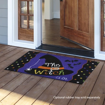 Briarwood Lane The Witch Is In Halloween Natural Fiber Coir Doormat Hat Bats 30" X 18" 3 Briarwood Lane The Witch Is In Halloween Natural Fiber Coir Doormat Hat Bats 30" X 18"