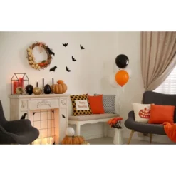 16"x16" Halloween 'Happy Haunting' Dots Square Throw Pillow - E By Design -Halloween Decoration Store GUEST bfe7458c eabe 4eb0 bbc5 21bbfcb32317