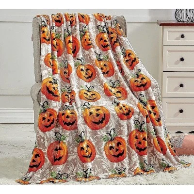 Kate Aurora Halloween Happy Jack O' Lantern Pumpkins Ultra Plush Accent Fleece Throw Blanket - 50 In. X 60 In. 3 Kate Aurora Halloween Happy Jack O' Lantern Pumpkins Ultra Plush Accent Fleece Throw Blanket - 50 In. X 60 In.