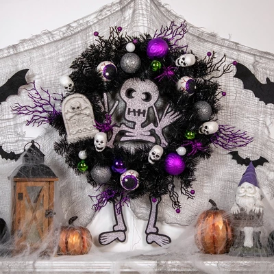 Northlight Purple And Black Spooky Skeleton Pine Halloween Wreath, 24-Inch, Unlit 3 Northlight Purple And Black Spooky Skeleton Pine Halloween Wreath, 24-Inch, Unlit