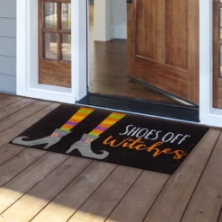 Shoes Off Witches Coir Everyday Halloween Doormat 30" X 18" Indoor Outdoor Briarwood Lane