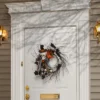 National Tree Company Artificial Skeleton's Halloween Wreath, Decorated With Branches, Orange And Black Trim, Berry Clusters, Assorted Leaves, 24 In -Halloween Decoration Store GUEST ddeda1fc 6113 4677 8146 499dea63c55f