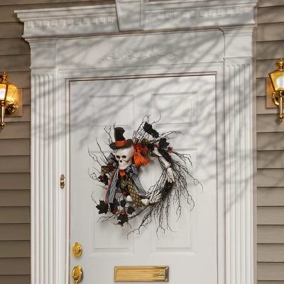 National Tree Company Artificial Skeleton's Halloween Wreath, Decorated With Branches, Orange And Black Trim, Berry Clusters, Assorted Leaves, 24 In 3 National Tree Company Artificial Skeleton's Halloween Wreath, Decorated With Branches, Orange And Black Trim, Berry Clusters, Assorted Leaves, 24 In
