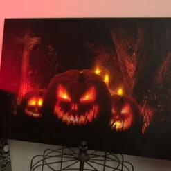 Northlight LED Lighted Jack-O-Lanterns In A Cemetery Halloween Canvas Wall Art 23.5" X 15.5" -Halloween Decoration Store GUEST e5677205 55ac 463e 9c2d c855be4a6e3d