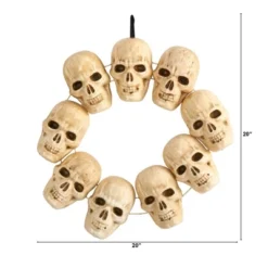 Nearly Natural 20” Halloween Skull Wreath With Lighted Eyes