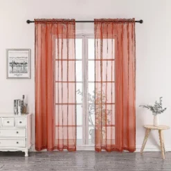 Kate Aurora 2 Piece Halloween Spooky Harvest Themed Pumpkin Spice Colored Rod Pocket Sheer Voile Window Curtain Panels -Halloween Decoration Store GUEST f65e111d 9d07 4a7c 8cd9 f13ab8923142